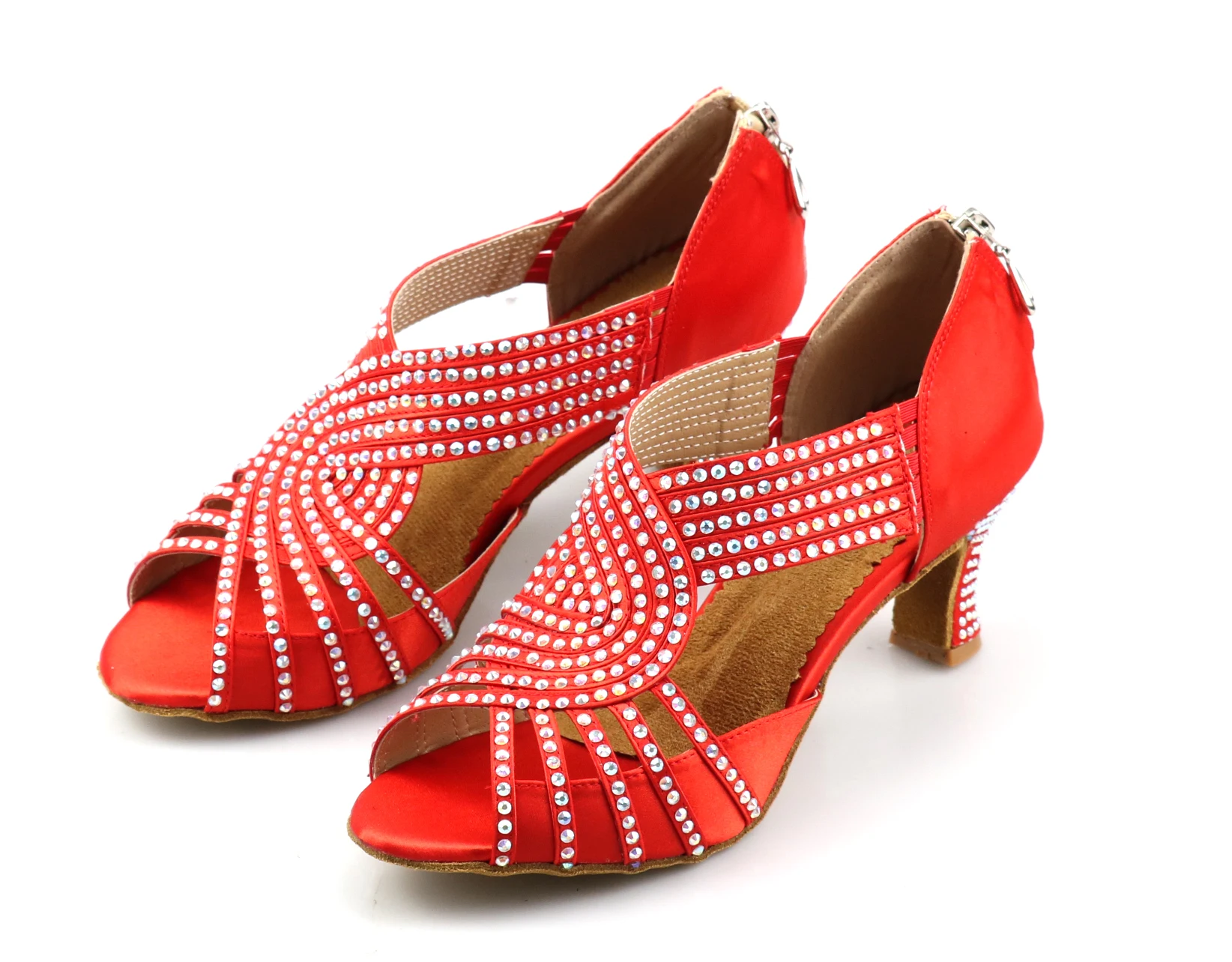 Latin Dance Shoes Tango Rumba Samba Rhinestones Ballroom Dancing Shoes Women Diamond Party Shoes Waltz Square Dance Heel