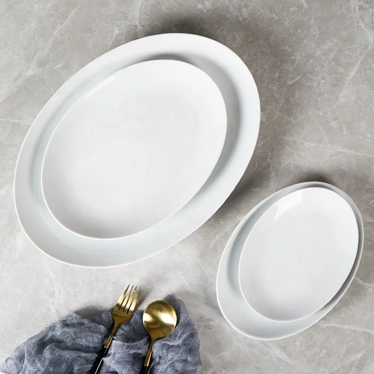 11.5inch / 29cm Oval shaped Porcelain Super White Plate Classic popular model factory direct sale factory price accepted OEM