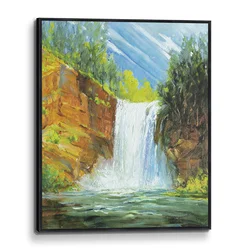 Waterfall 3D Giclee Print painted abstract oil painting for living room wall,Home office decor