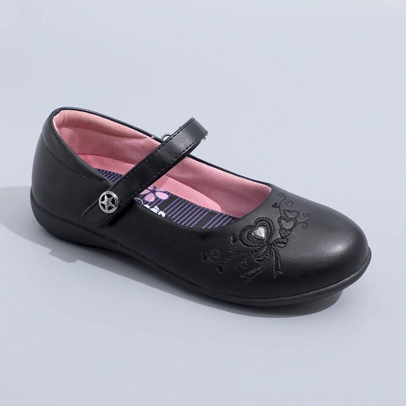 
JUSTGOOD Custom Kids Shoe 2021 Girls Black Leather School Flat Shoes 