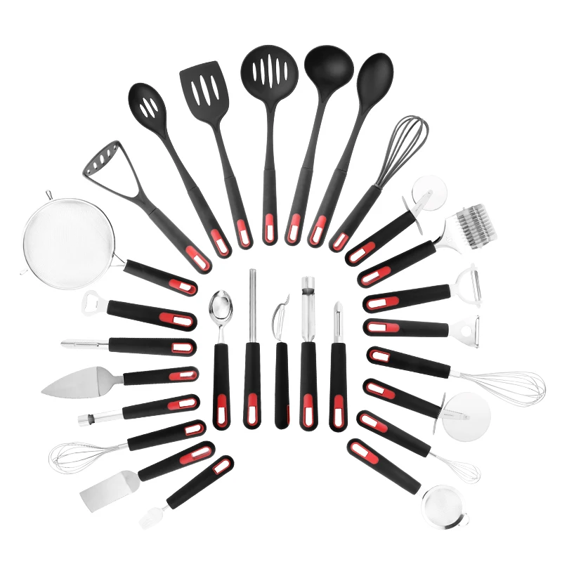product Silicone handle stainless steel kitchen utensils silicone kitchen utensils set new products utensils kitchen set
