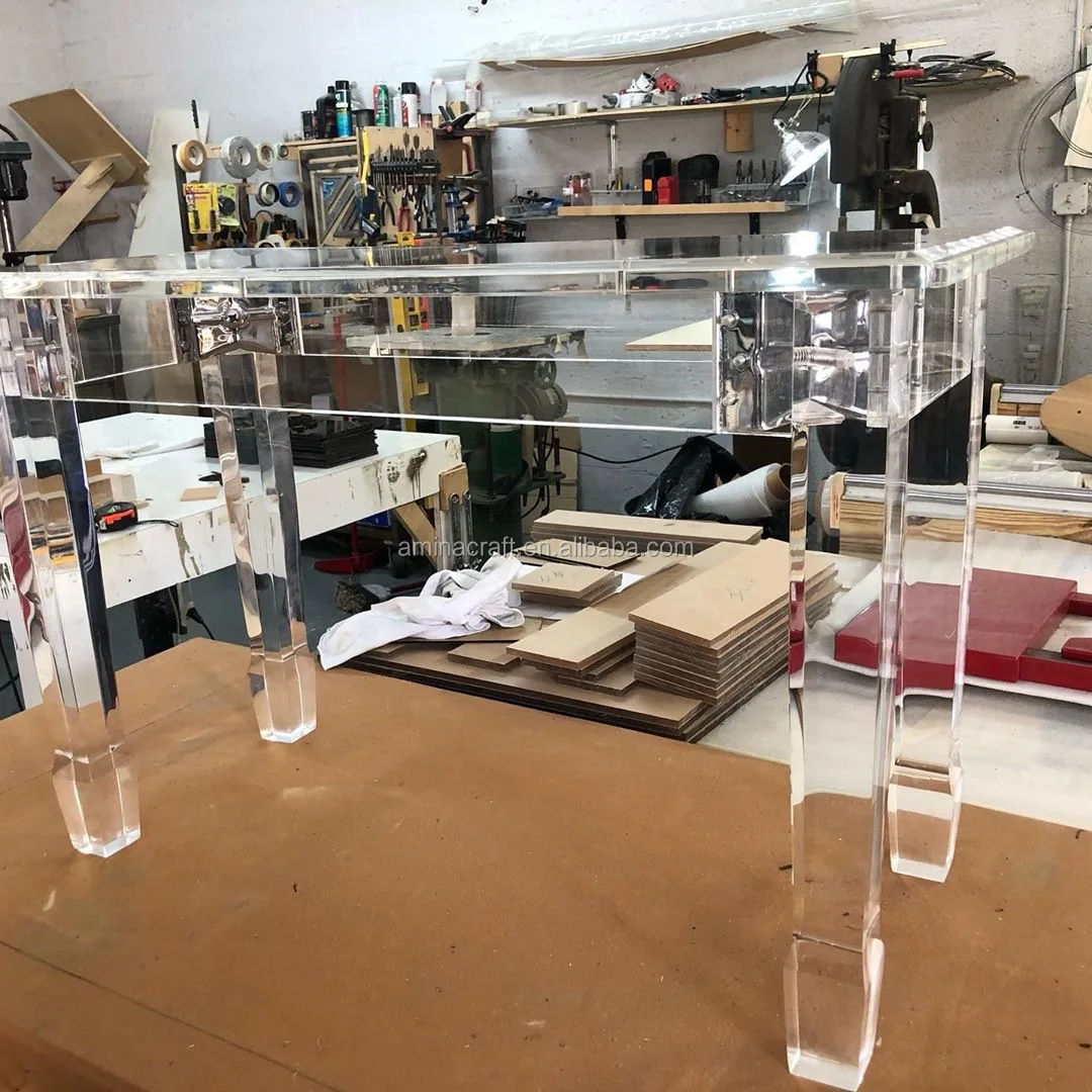 Amina Craft Cheap Modern Rectangular Acrylic Center Glass Top Coffee Table