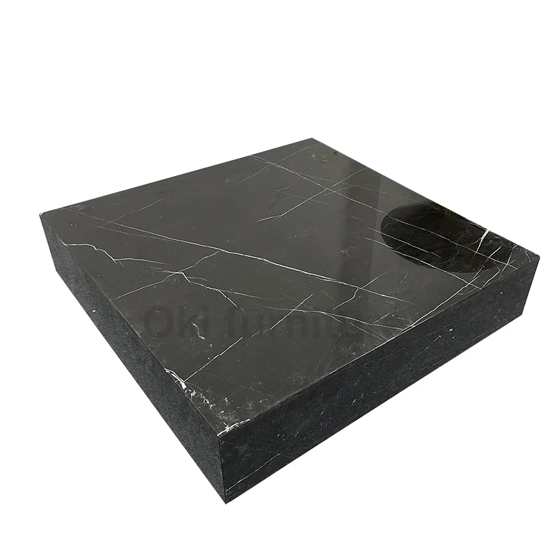 Modern Living Room Furniture Natural Stone Square Coffee Table black Marble Centre Table villa luxury exclusive  coffee table