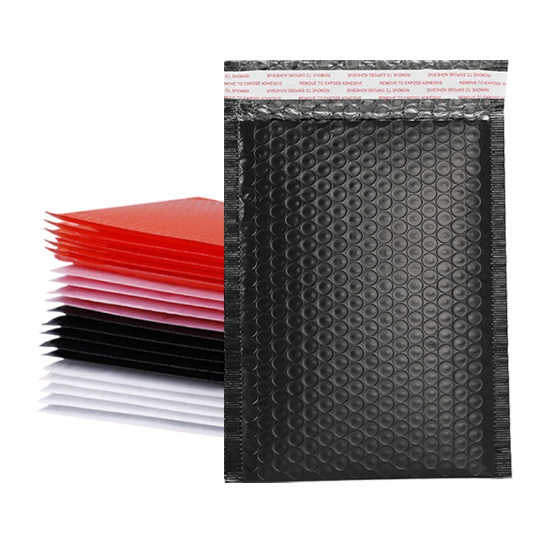 Multicolor  low quantity warehouse price printed logo glamour matte black custom poly bubble mailers