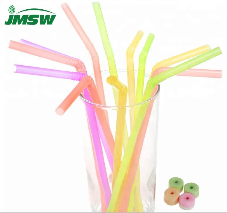 Colorful Biodegradable and Compostable Bent PLA Straw With printing