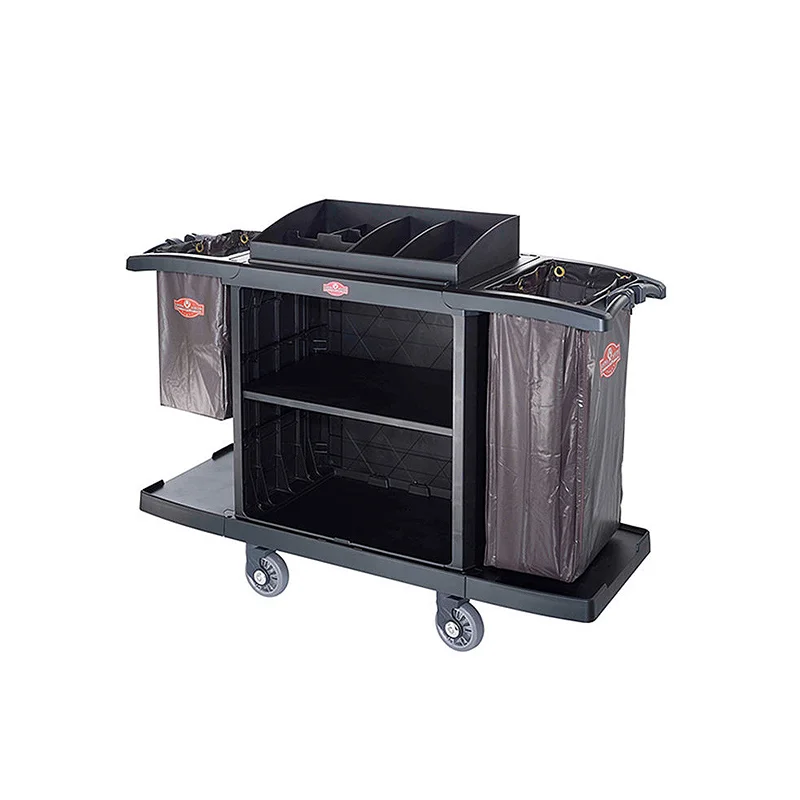 Hotel plastic janitorial cleaning cart commercial cleaning housekeeping trolley room service cart on wheels