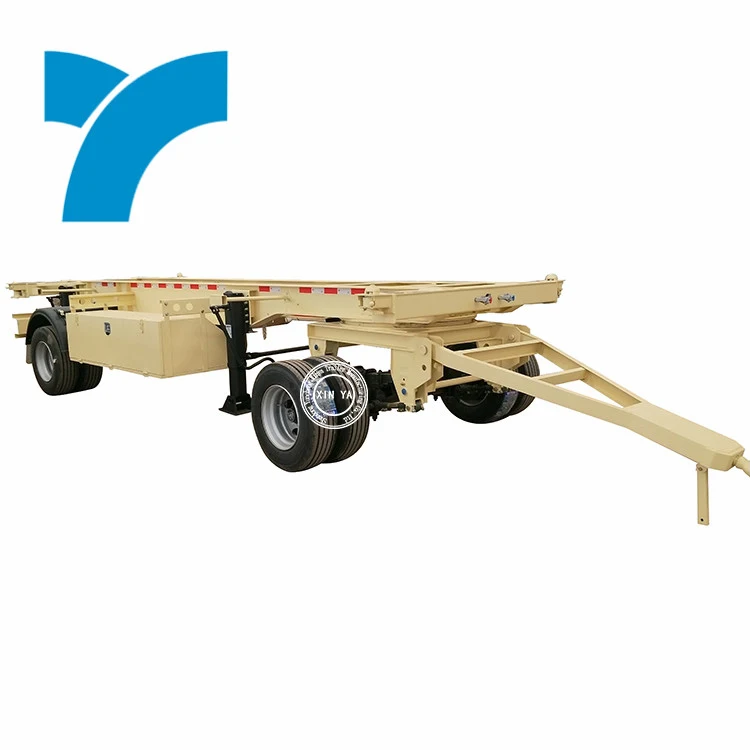 China low price skeleton drawbar full trailer 4 axles container chassis draw bar full trailer for sale