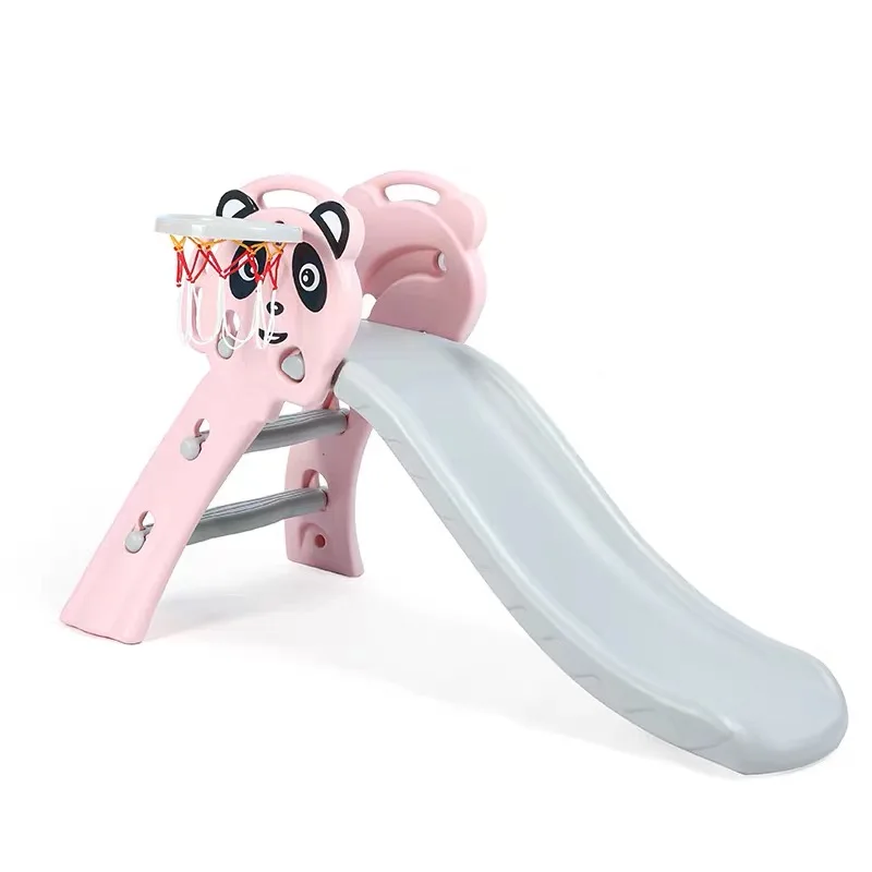 2021 Factory Co-Friendly Kids Infant Panda Plastic Fold Slide Small Mini Colorful Plastic Indoor Sliding Set For Children