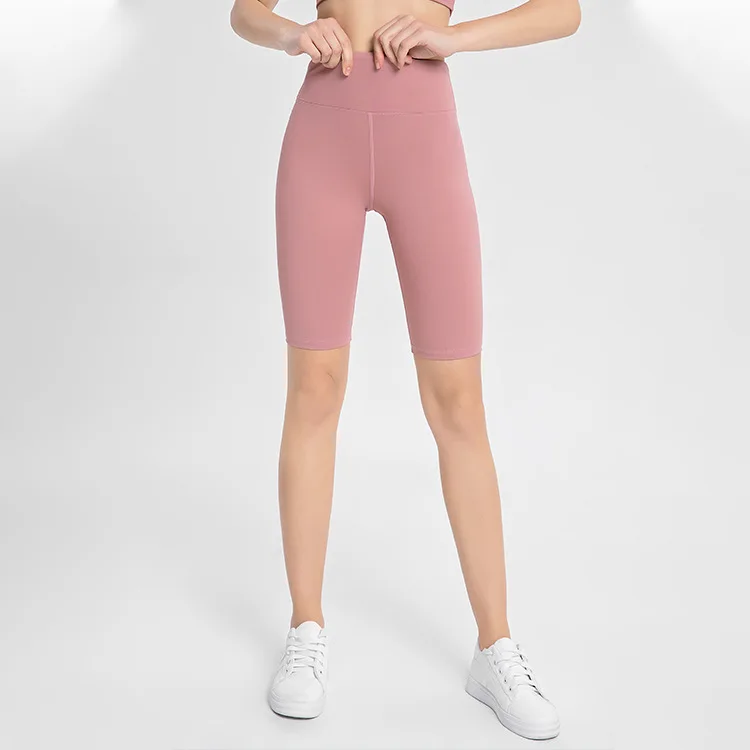New Women Tight Fitting Five Point Yoga Pants Solid Color High Waist Yoga Shorts Running Sports Fitness Pants