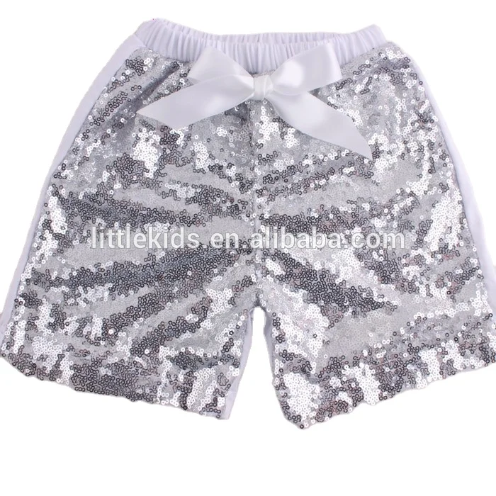 Sparkle Child Model Images Cutie Pie Girls Flare Sequin Party Shorts Wholesale Baby Toddler Children Sequin Shorts With Bow