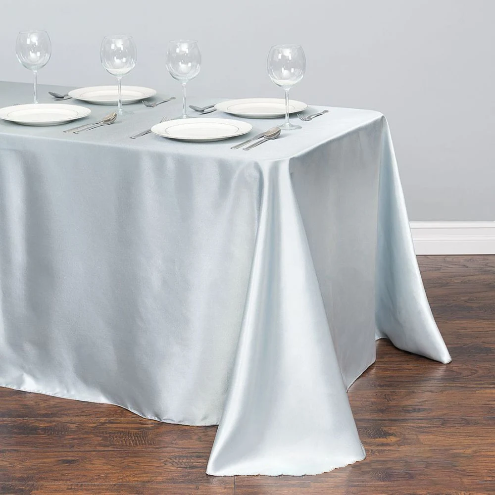 90x132 Inch Rectangle Square 100% Polyester Table Cover White Satin Tablecloth Wedding Table Cloths