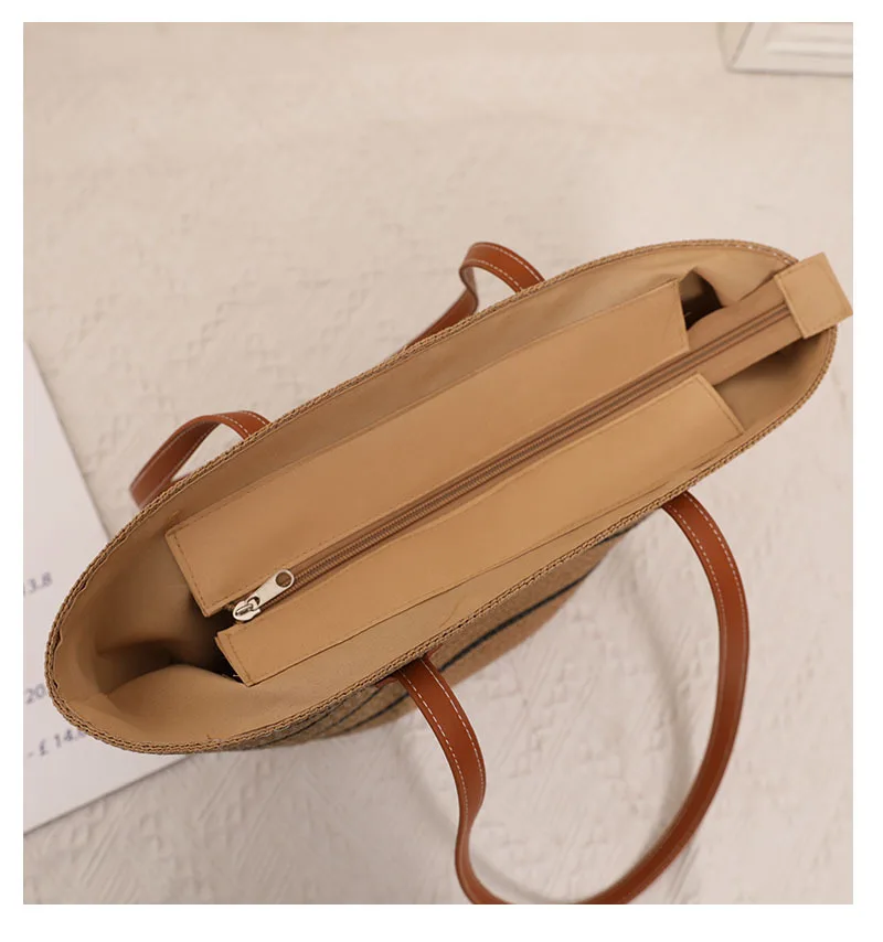 Summer Beach Rattan Woven Large Size Straw Tote Hand Woven Bags Women Luxury Embroidery Moroccan Straw Beach Bag