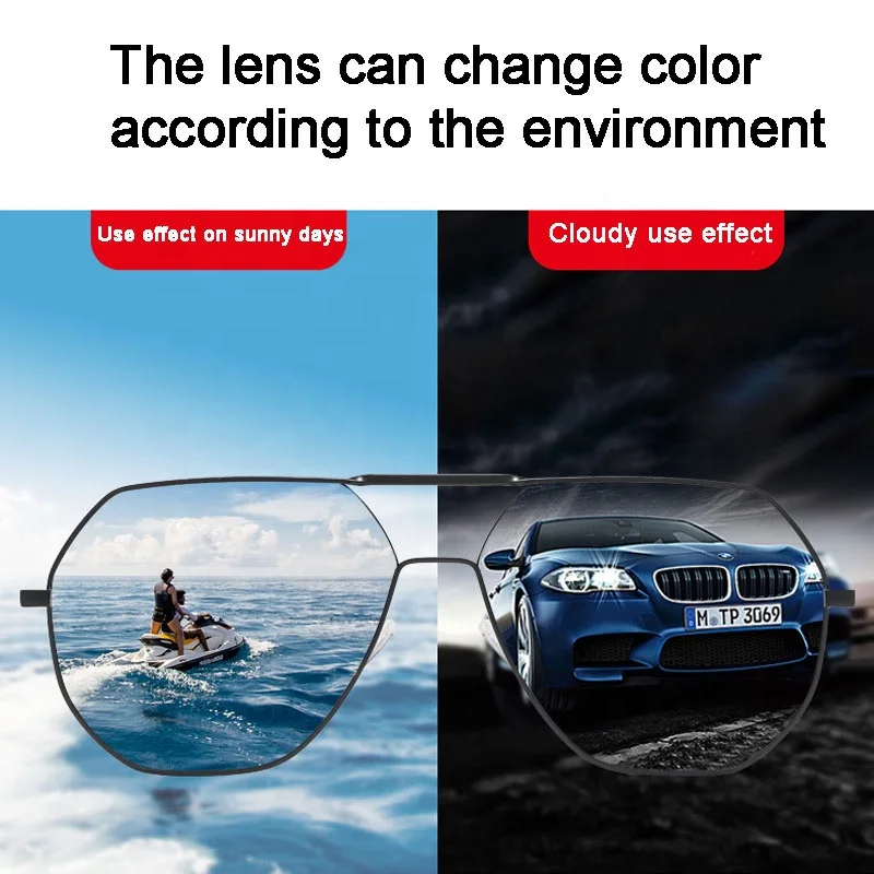 Boxun Newest Luxury Sport Pilot Style Large Frame Polarized Photochromic Lens Sunglasses Women And Men