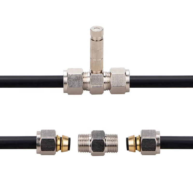 Brass Connector for 1 hole fog nozzle, Brass Coupling Fittings, High Pressure Misting Fittings