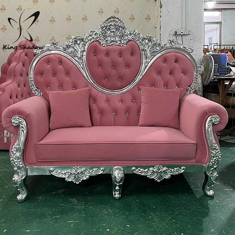 king shadow Luxury Pink 3seater sofa furniture for home hotel living room Fabric velvet waiting sofas