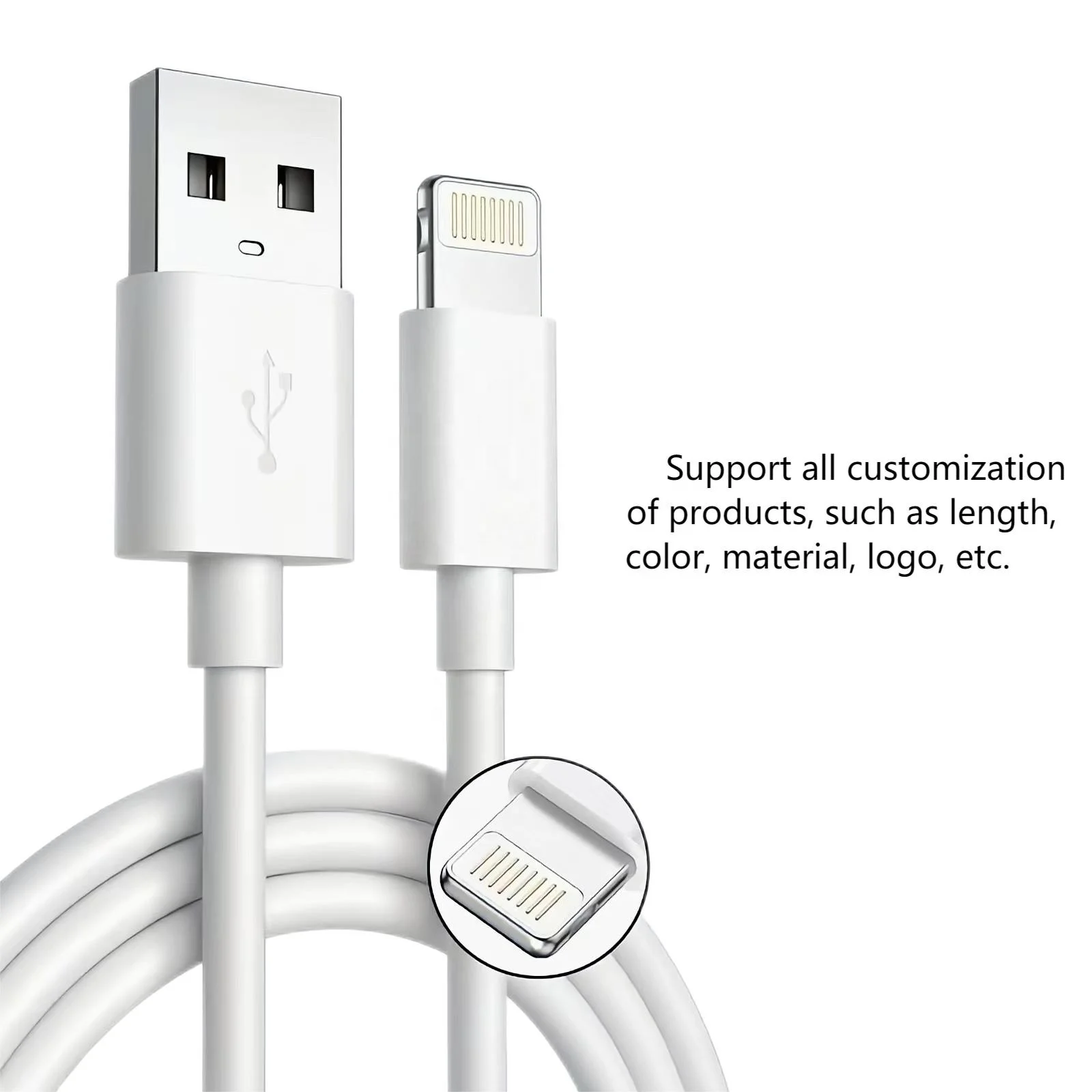 Original High Quality For iPhone Charger 1M 1.5M 2M USB Cable Data Transfer Fast Charging For iPhone Cable Support Customization