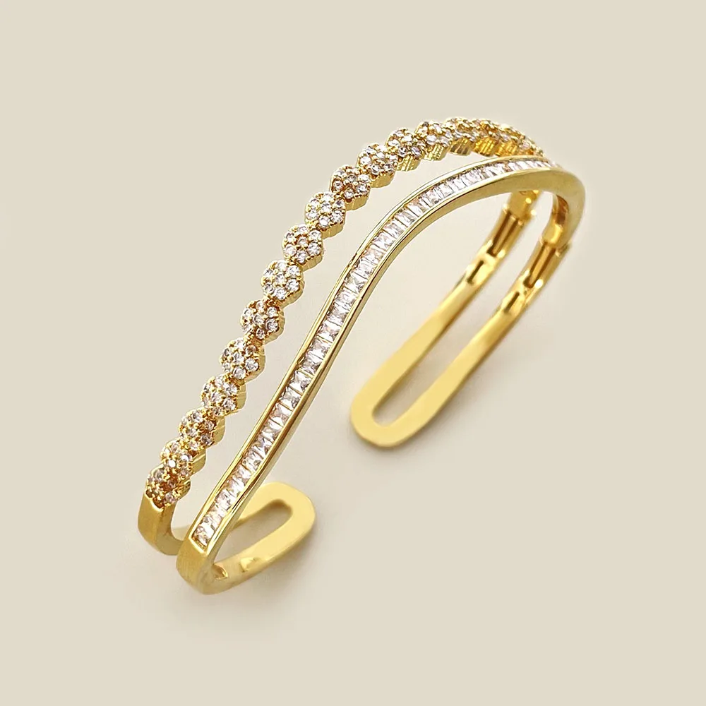 dubai gold plated jewelry cubic zirconia wedding bangle bracelet