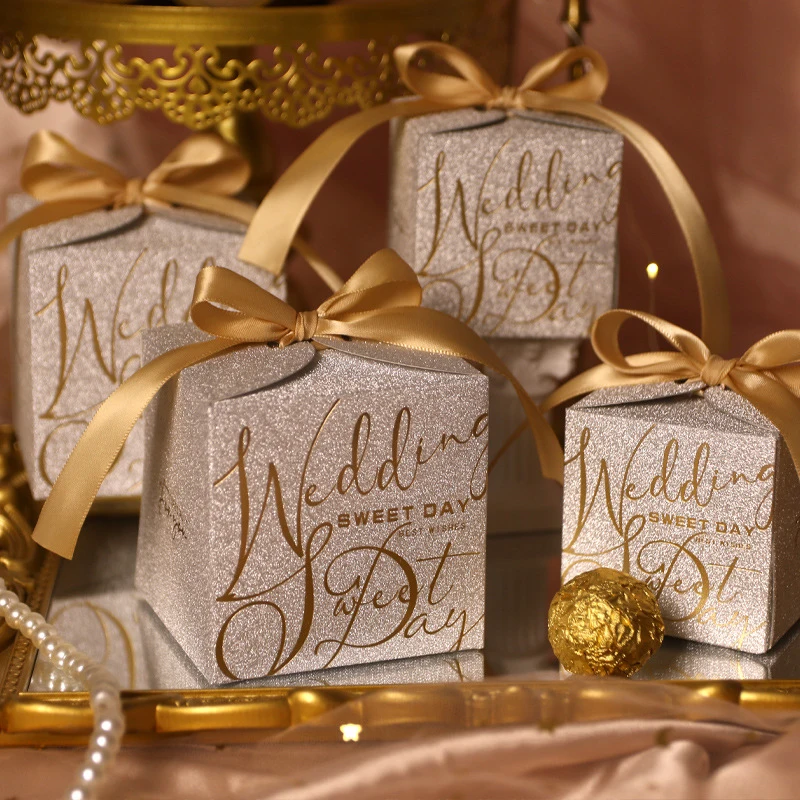 Luxury Kraft Paper Sweet Candy Boxes with Ribbons for Wedding Parties and Gifts UV Advantage for Candles and Perfumes