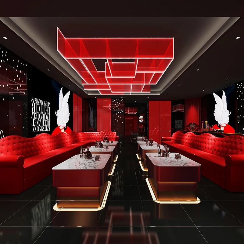 Factory price L shape U shape leather sectional sofa lounge sofa for bar lobby lounge sofa set night led club furniture sets