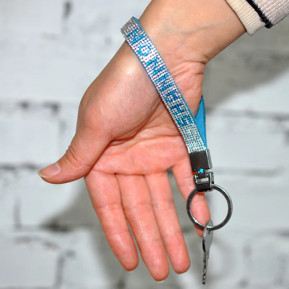 Multi color inspiration bling wrist keychain personalized wristlet key fobs key chain durable wrist keychain holder