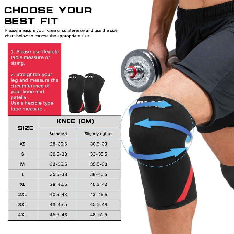 MKAS Deadlift Powerlifting Anti-Slip High Quality 7Mm 9Mm Compression Knee Support Sleeve Cr Neoprene Knee Brace
