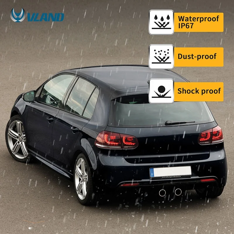 VLAND Factory Wholesales LED Taillights Rear Light mk6 GOLF6 R 2008 2009-2013 Sequential Lamp For VW golf 6 tail light
