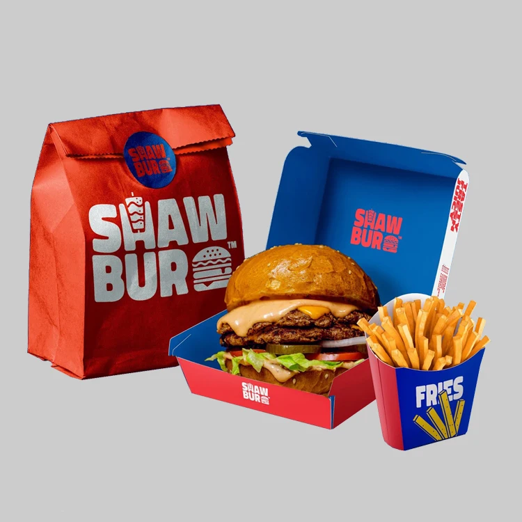 Custom Logo Printed Kraft Cardboard Fast Food Takeaway Fish Chips Burger Fried Chicken Take Out Box