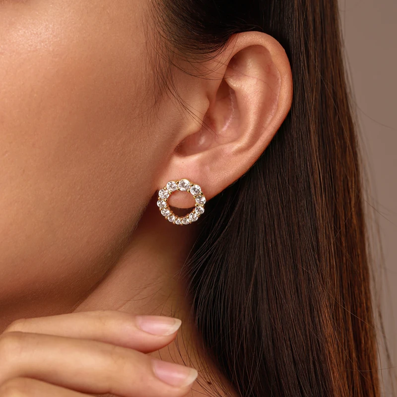 Dylam Statement Earring Women Designer Korean Fashion Sterling Silver Zircon Stud Earrings For Women 2021 Studs Earrings Jewelry