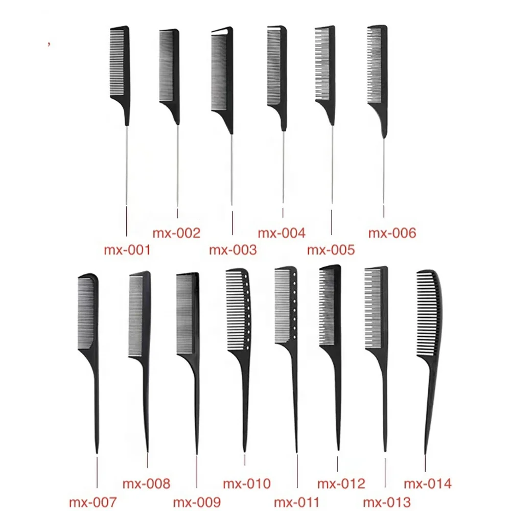 Black Straight Hair Antistatic Combs Salon Hairdressing Carbon Fiber Comb For Barber Hair Cutting
