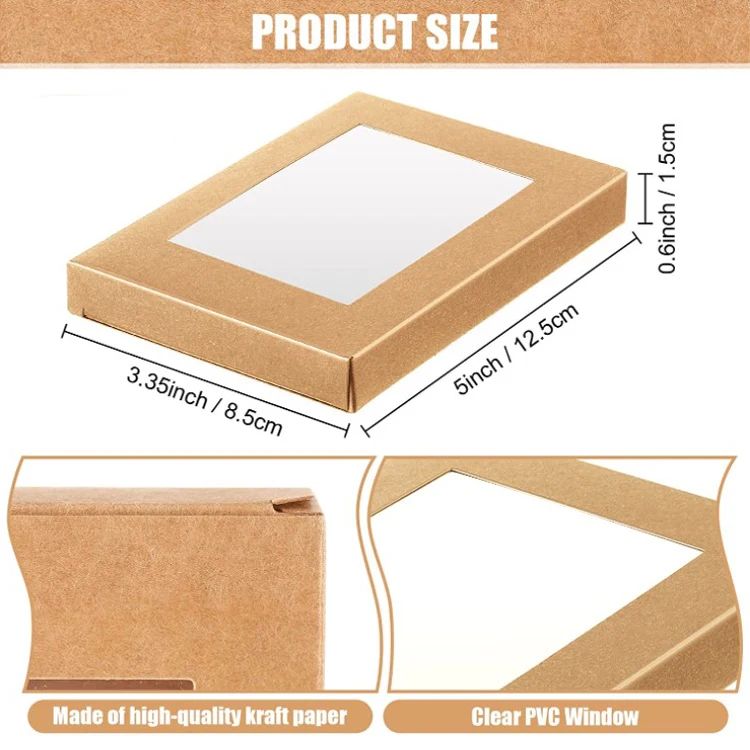 Mini Kraft Paper Box Art Paper with Window for Homemade Soap Present Treat Packaging 5-15 Days Snack,cookie 1000pcs Folders Food