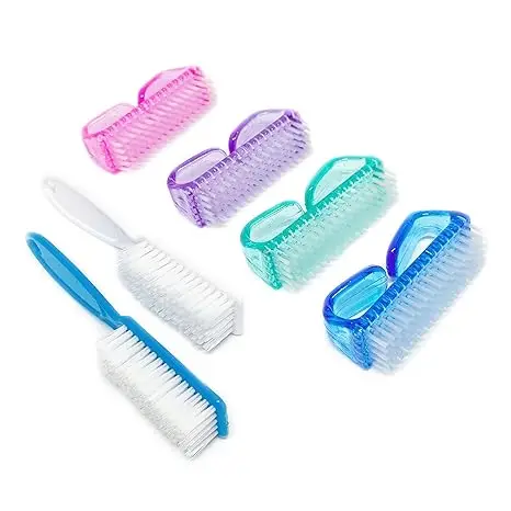 6 Pack Handle Grip Nail Cleaning Brush, Qeedy Fingernail Brush Cleaner Scrub Brush Kit for Toes Shower and Women & Men & Kids