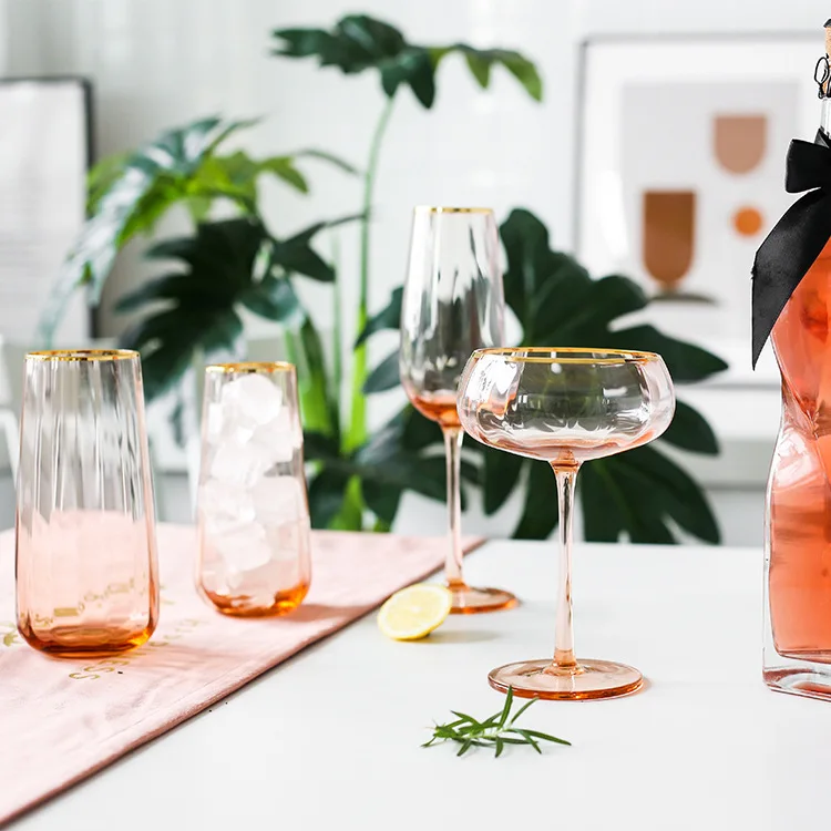 
Nordic creative Amber Phnom Penh pink gold champagne glass wine glass cup wine wine goblets in hotels 