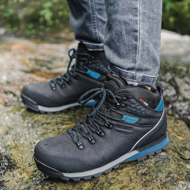 2022 Best Hiking Shoes for Men High Quality Genuine Waterproof Comfortable Microfiber Leather Mountaineering Boots.