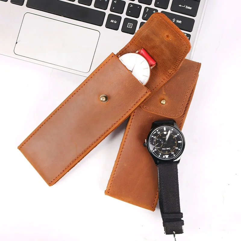 CHANGRONG Custom Handmade Single Leather Watch Pouch Case
