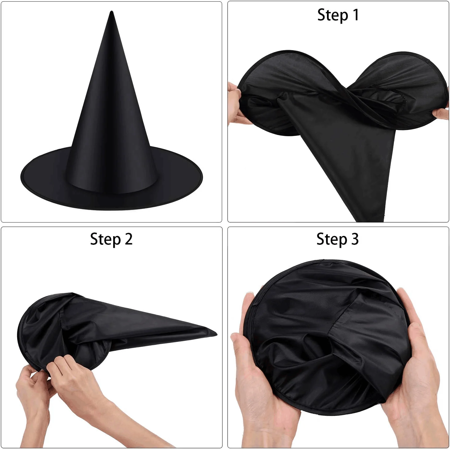 2024 Hotselling Halloween Witch Hat Cap Hanging Witch Hat Costume Accessory for Halloween Party Favor, Black