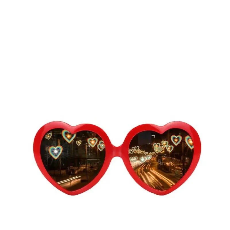 2023 Love Effects Sunglasses Special Rave Party Light Changing Eyewear Heart Shaped Diffraction Glasses