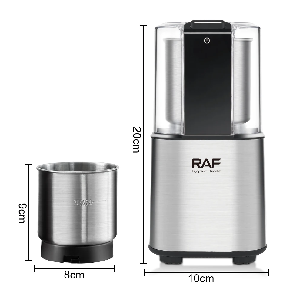 RAF Automatic Spice Nuts Mill Mini 2 blades Pepper Coffee Bean Grinder 60G Stainless Steel Electric Grinder