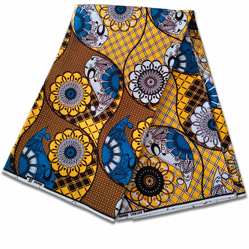 
African real wax fabric 6Y print kitenge 