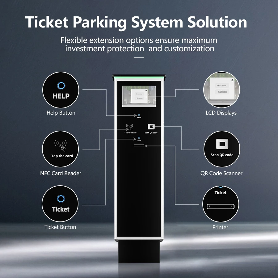 Outdoor NFC Card Reader Entry Ticket Parking Machine for Smart Parking Management System Solution