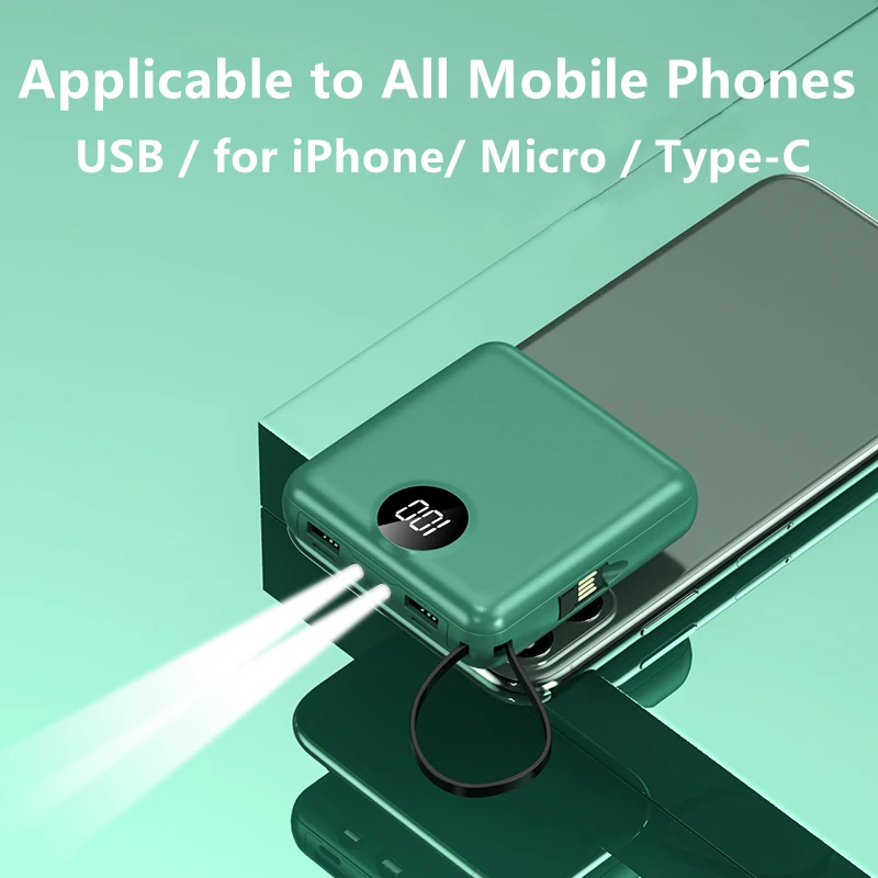 Factory selling Slim Pocket powerbank Small Size 10000 mAh Phone External Battery Charger 1000mAh Mini Portable Power Bank