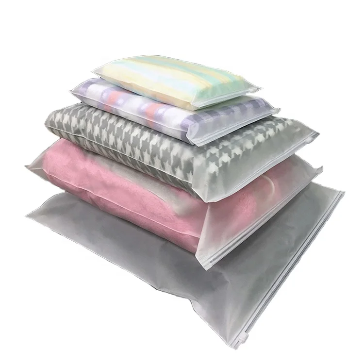 Wholesale Custom logo Frosted Plastic pouches Clothes Zip Lock Self Sealing Clothing Packaging Frosted Zipper Bolsa printed logo