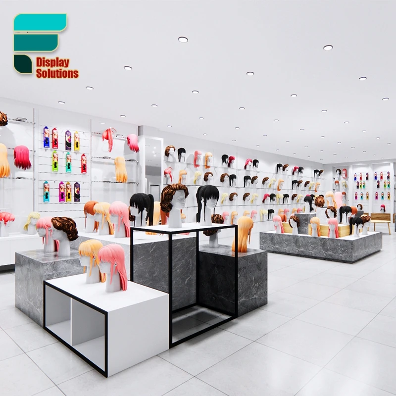 Customizable Wig Store Interior Decoration Display Shelf Shop Wigs Wall Display Showcase Display For Wigs