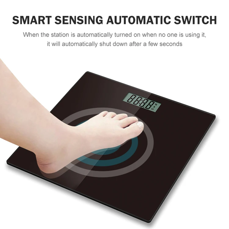 Canny Glass Material LCD Display Electronics Weighing Bathroom Scale, Household Personal Weighing Scale