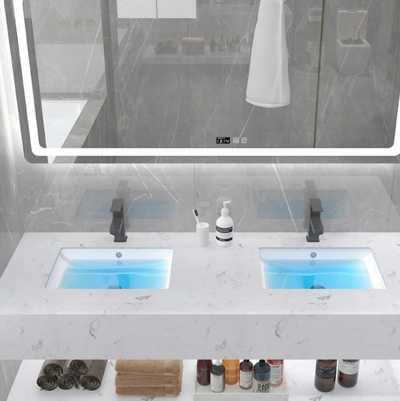 Integrated wall hung artificial stone basin bathroom rock plate porcelain sink waschbecken marmor grau cabinet basin
