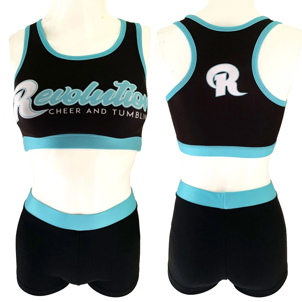 2020 girls cheerleader cheerleading practice wear training sports bra and shorts