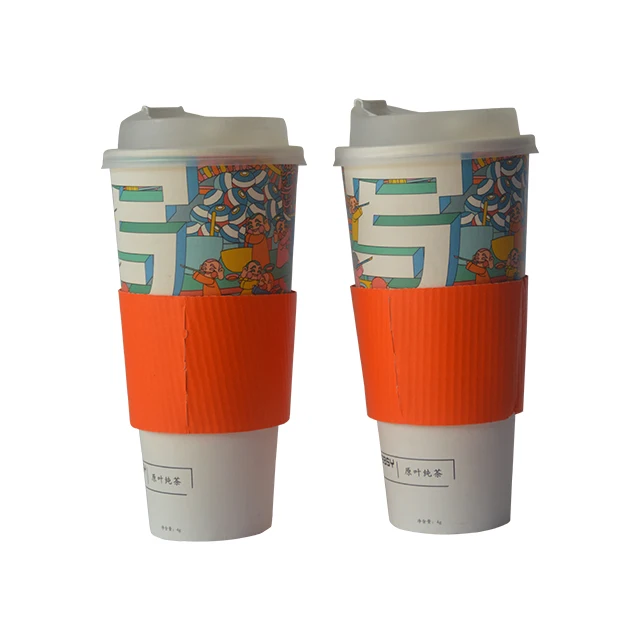 Custom Cardboard Coffee Cup Sleeves Eco-friendly Biodegradable Disposable Corrugated Heat Shield for Hot Drinks