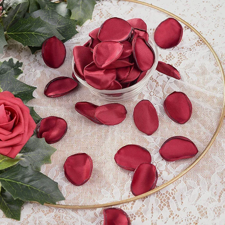 Artificial Silk Rose Petals 200pcs Artificial Flowers Petals Flower Girl Scatter Petals for Wedding Table Centerpieces Wine Red