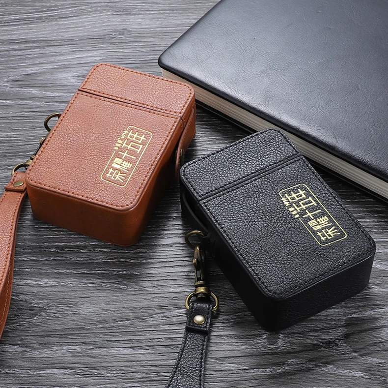 
Smoking Accessories OEM Portable Travel Outdoor Humidor Case Cigar Holder Storage Box Faux Leather Cigarette Box Gift Set 