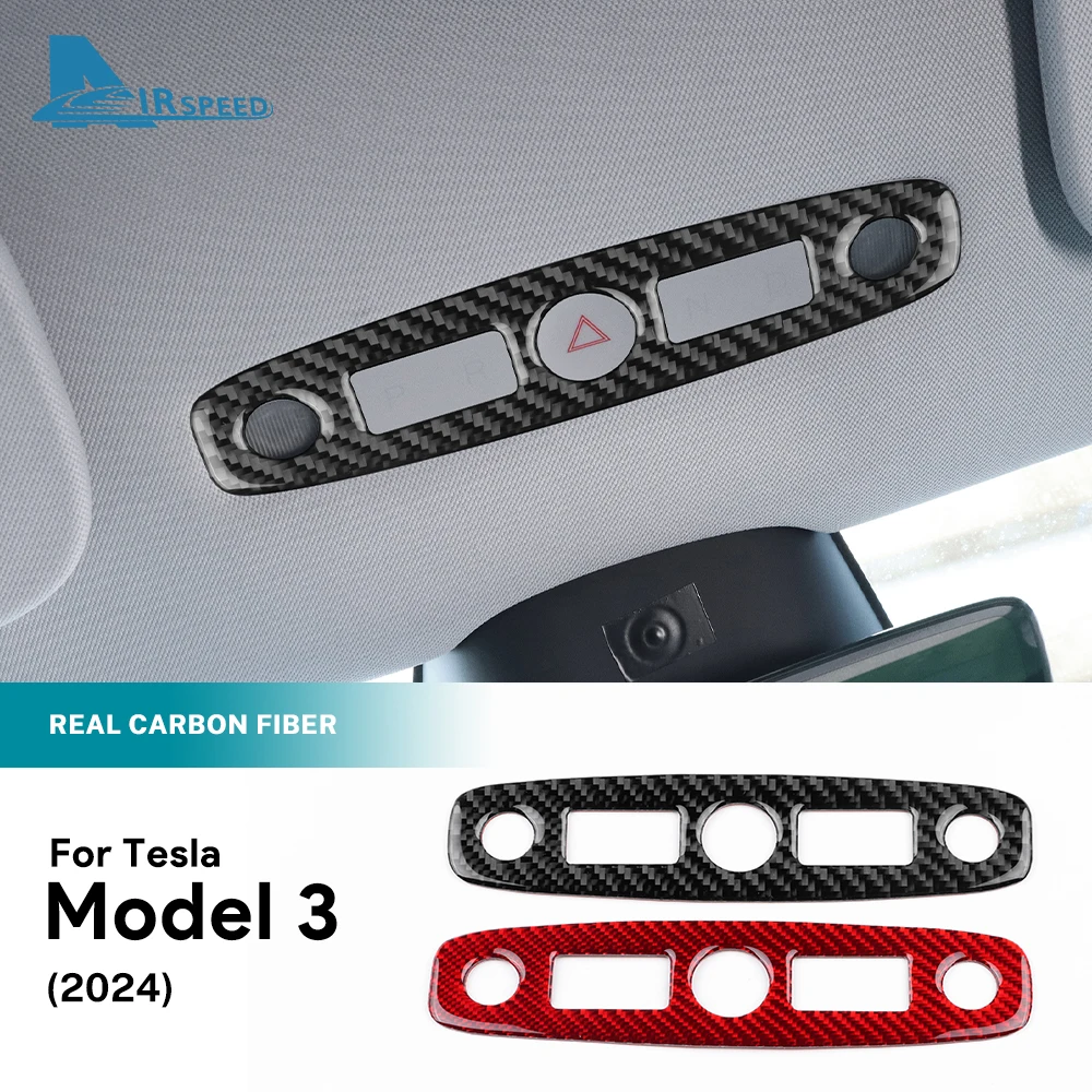 Real Soft Carbon Fiber Reading Light Frame Cover For Tesla 3 Y 2024 Highland Luxury Interior Decor Trim Protection Features