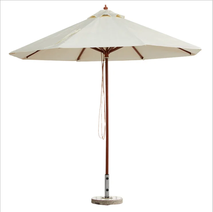 Luxury big 9ft outdoor patio garden umbrella wood pole umbrella sun beach restaurant wood patio umbrella